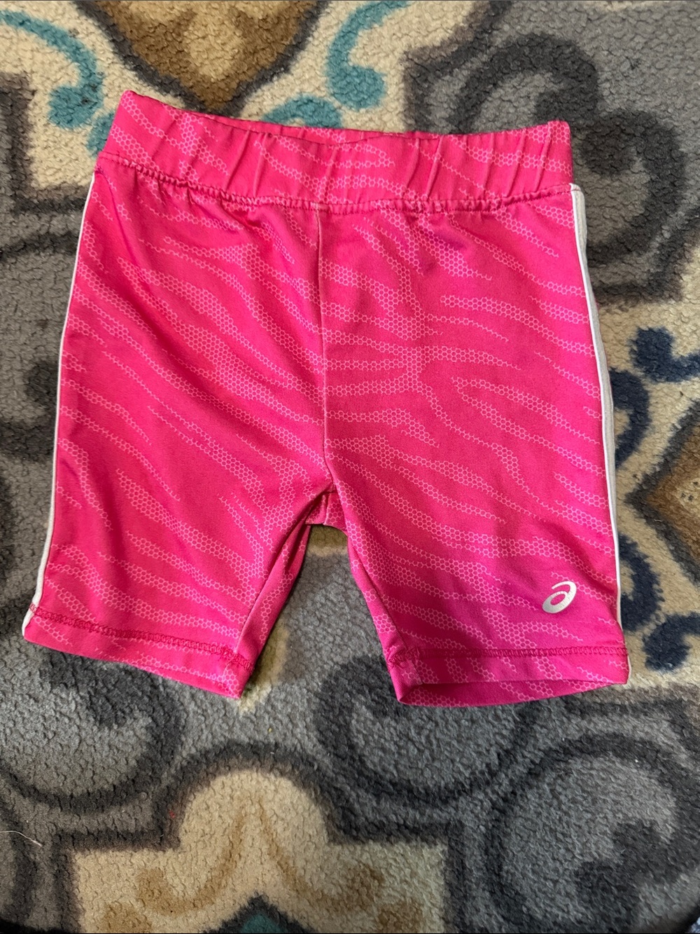 ASICS Bright Pink Girls' Athletic Bike Shorts zebra print